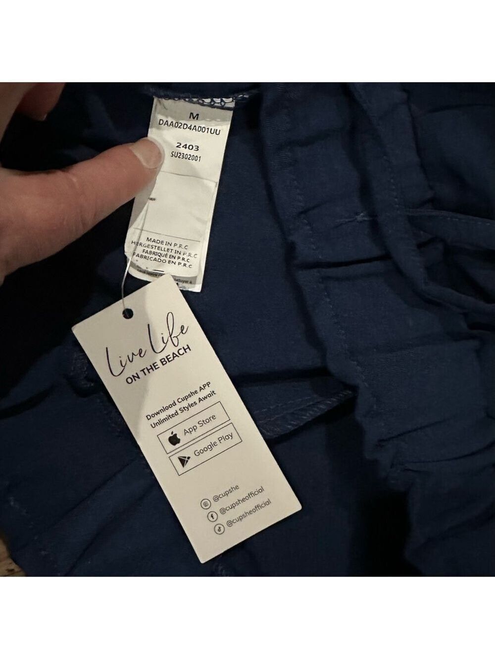 Cupshe Summer Lovin' Drawstring Wide Leg High Rise Coverup Pants Blue Sz Medium - Picture 10 of 11